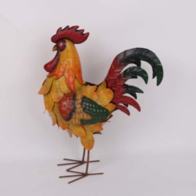 OEM / ODM Metal Chicken Garden Ornaments Decor Colorful Style