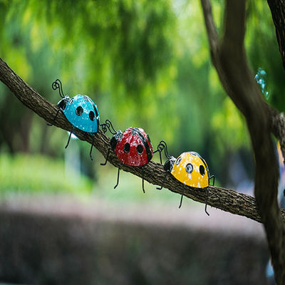 Metal Garden Ornaments Metal Crafts Blue Ladybug Tree Decoration