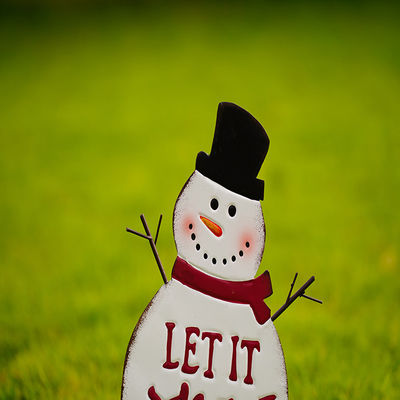 Handmade Metal Outdoor Snowman Ornaments Stakes For Christmas Decoration