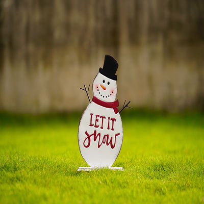 Handmade Metal Outdoor Snowman Ornaments Stakes For Christmas Decoration