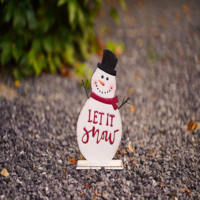 Handmade Metal Outdoor Snowman Ornaments Stakes For Christmas Decoration