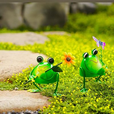 OEM / ODM Metal Garden Frog Ornaments Animals Rustproof Artistic