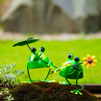 OEM / ODM Metal Garden Frog Ornaments Animals Rustproof Artistic