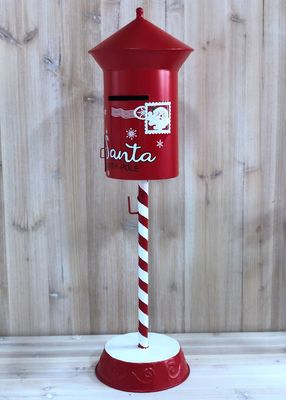 Outdoor Christmas Metal Yard Art Modern Metal Santa Post Box Standing
