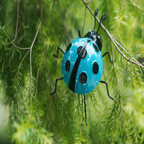 Metal Garden Ornaments Metal Crafts Blue Ladybug Tree Decoration
